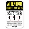 Signmission Public Safety Sign-Concert Attendees Practice Social Distancing, Heavy-Gauge, 12" H, A-1218-25377 A-1218-25377